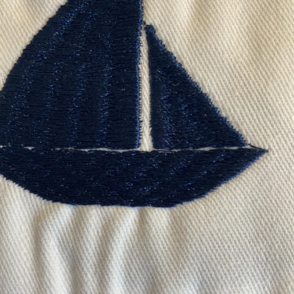 Shower Curtain - Embroidered Sailboat by Kasatex New York. Fabulous!